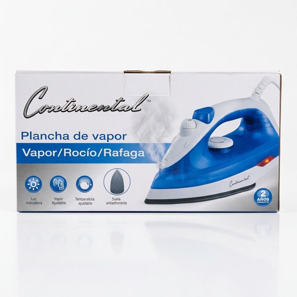 Continental Steam Iron Nonstick Soleplate Adjustable Steam Spray Burst Blue